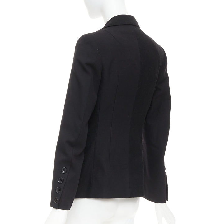 JUNYA WATANABE 2006 black wool contrast wide collar flap pocket blazer XS