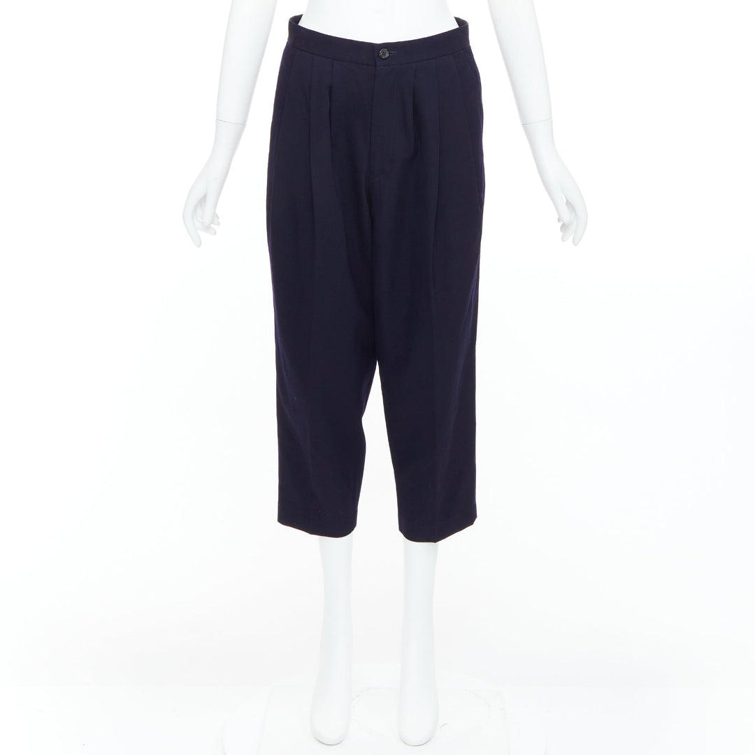 COMME DES GARCONS 2016 navy wool balloon cropped trousers S