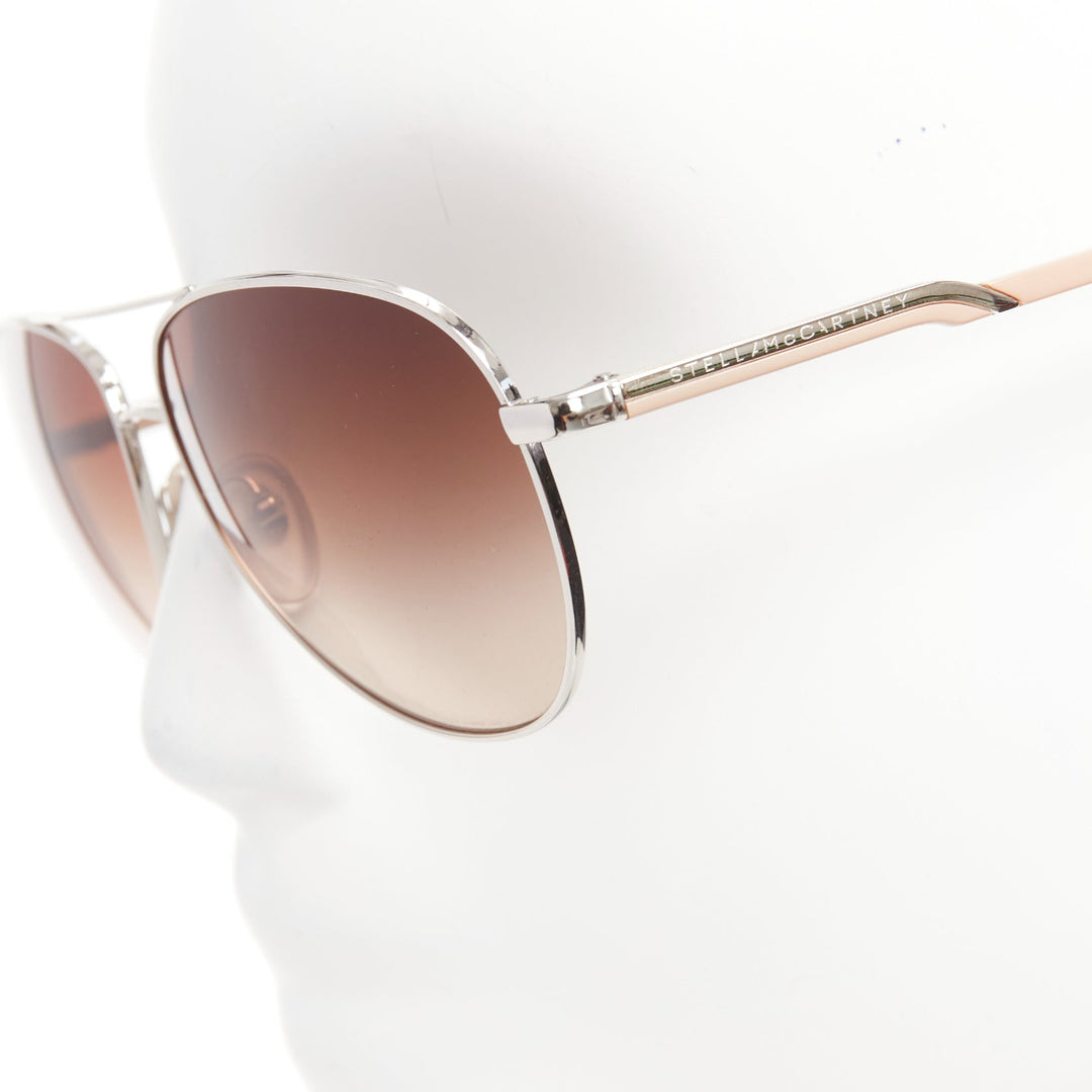 STELLA MCCARTNEY SM3011 silver nude frame brown ombre lens sunglasses