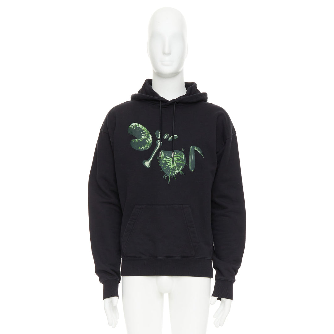 DIOR HOMME Cactus Jack black green cotton graphic logo print hoodie XXS