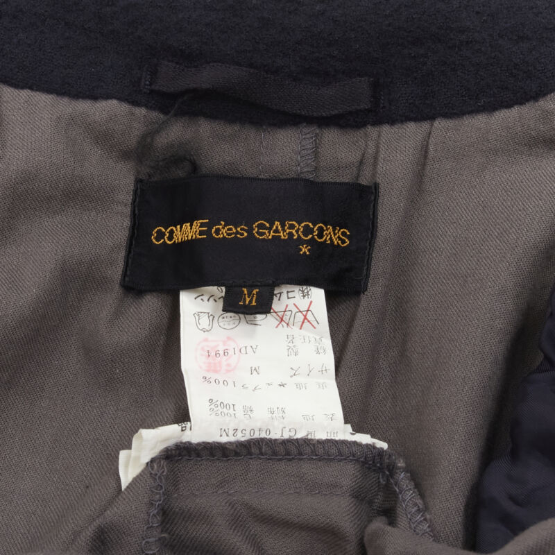 vintage Runway COMME DES GARCONS 1994 black shrunken wool grey duster coat M