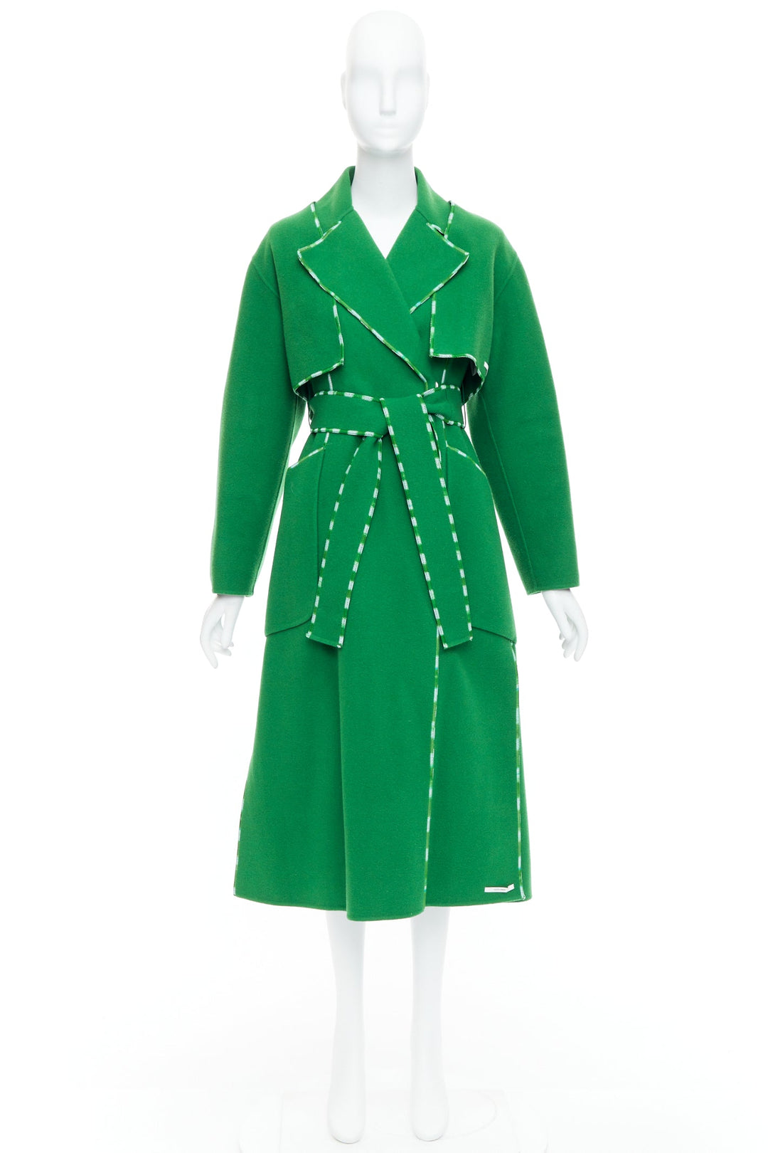 SPORTMAX Anniversary Collection handmade virgin wool cashmere green coat IT34 XS
