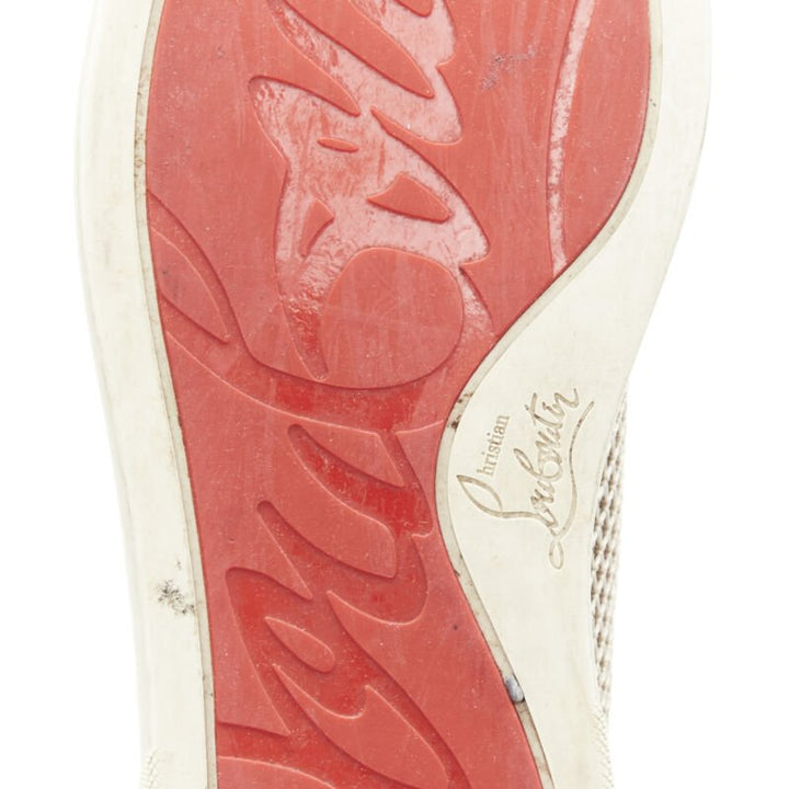 CHRISTIAB LOUBOUTIN Louis sand beige suede jacquard high top sneaker EU40.5