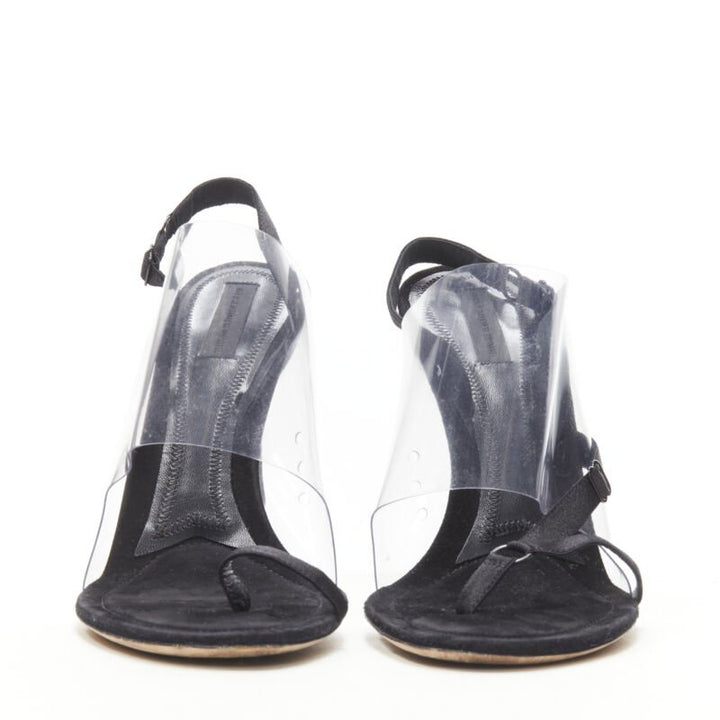 ALEXANDER WANG clear PVC black strappy slingback mule sandal EU38.5