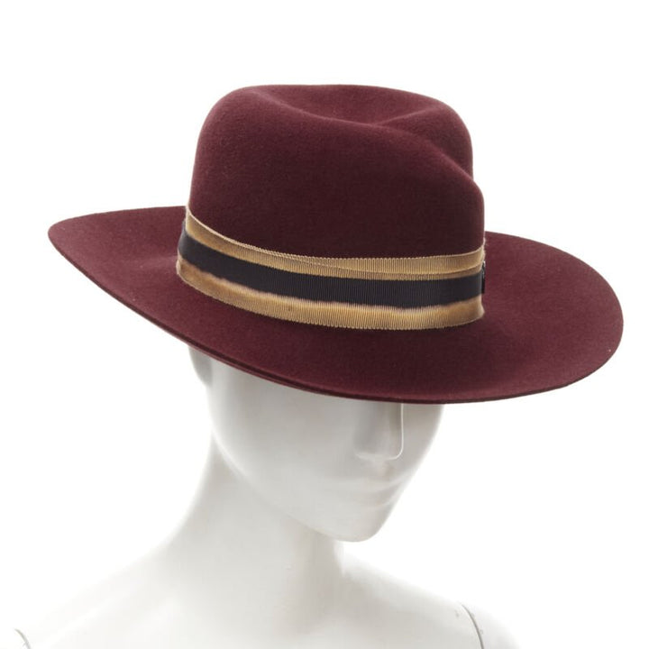MAISON MICHEL Virginie Stick Cherry red bleach fight bondage fedora hat