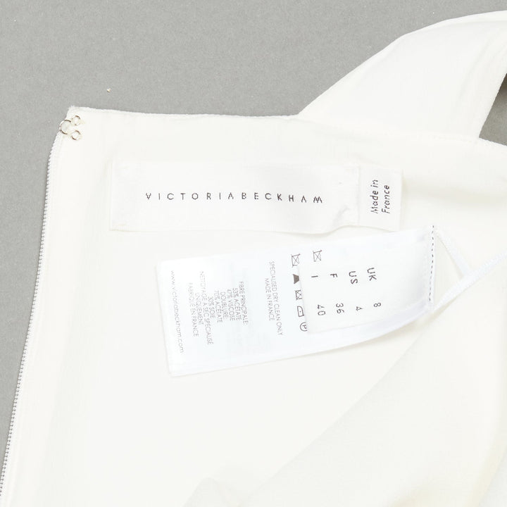 VICTORIA BECKHAM white asymmetric straps bias cut A-line knee dress UK8 S
