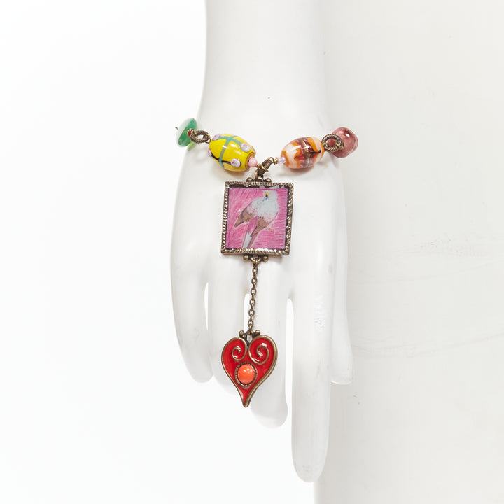 PHILIPE FERRANDIS colorful charms bird resin frame chain bracelet