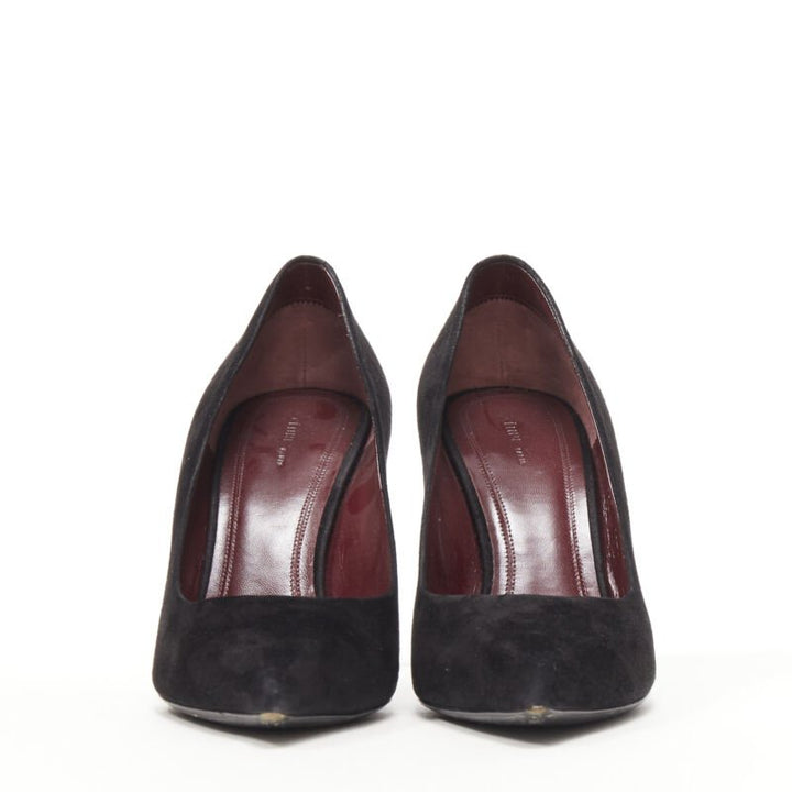 OLD CELINE PHOEBE PHILO black suede leather point tie pigalle stiletto pump EU38
