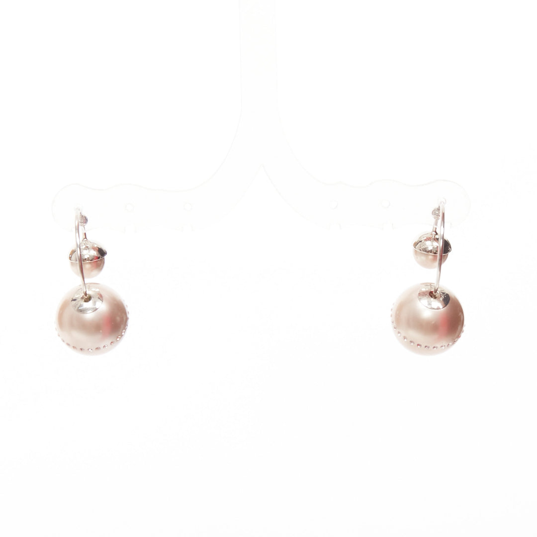 DIOR Tribales pealescent pink faux pearls crystal orbital pin earrings Pair