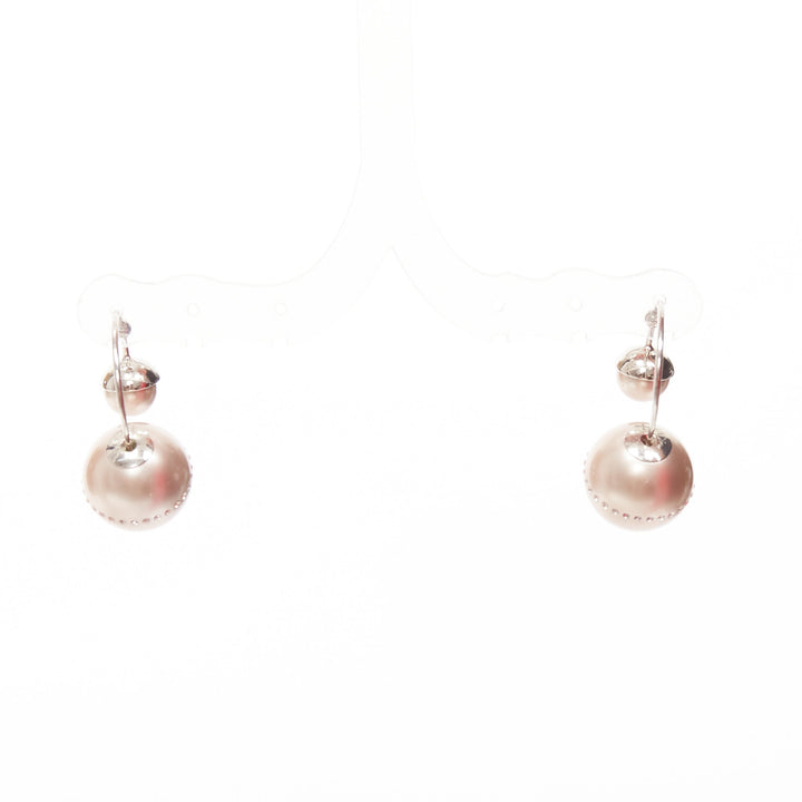 DIOR Tribales pealescent pink faux pearls crystal orbital pin earrings Pair