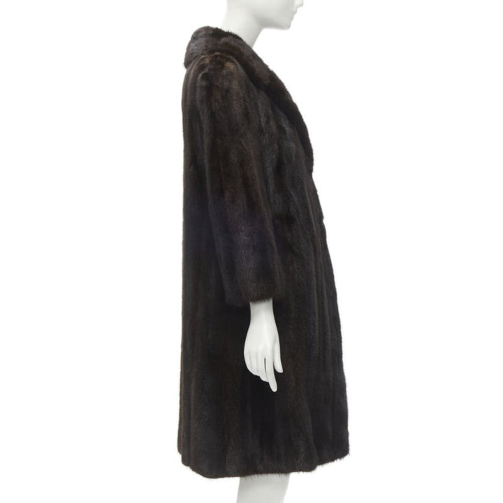YORK FUR brown fur oversized collar long sleeve long coat