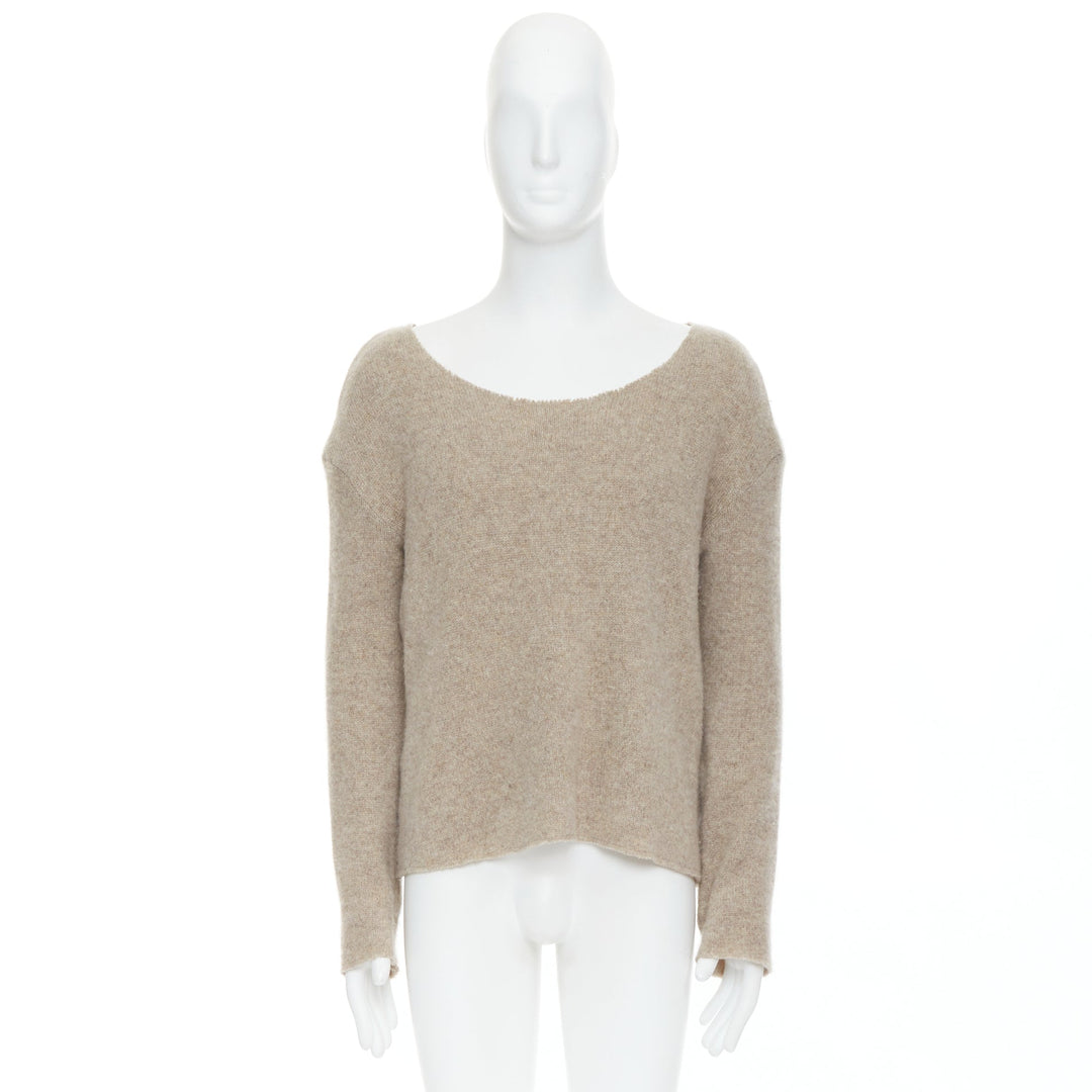 THE ELDER STATESMEN 100% cashmere oatmeal brown loose sweater S