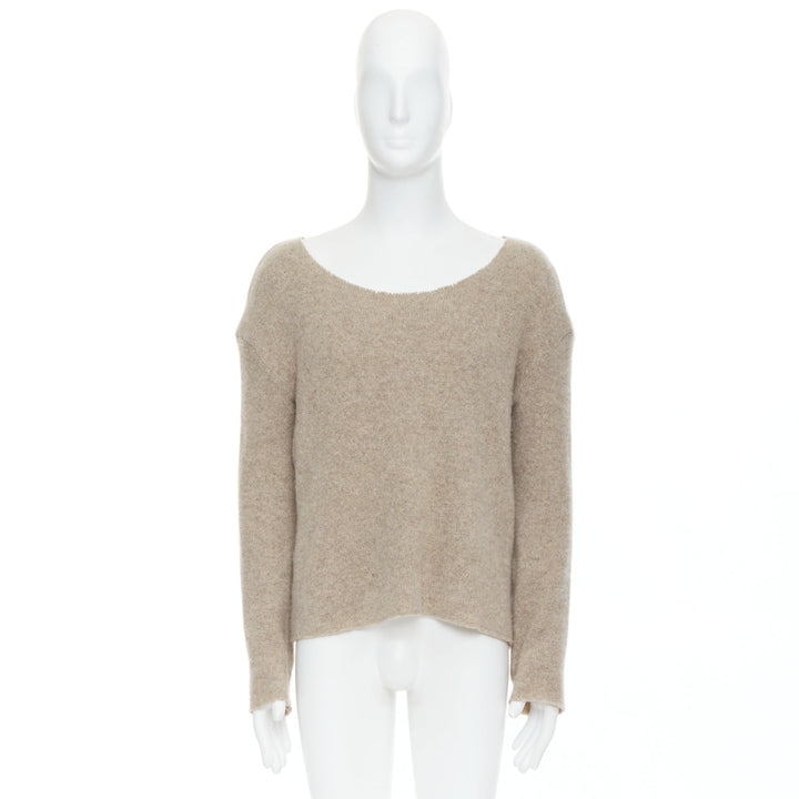 THE ELDER STATESMEN 100% cashmere oatmeal brown loose sweater S
