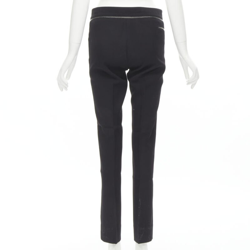 GUCCI black viscose silver waist trim straight leg trousers IT38 XS