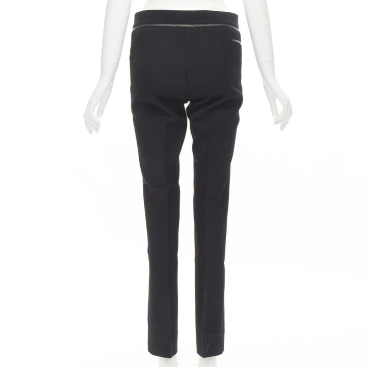 GUCCI black viscose silver waist trim straight leg trousers IT38 XS