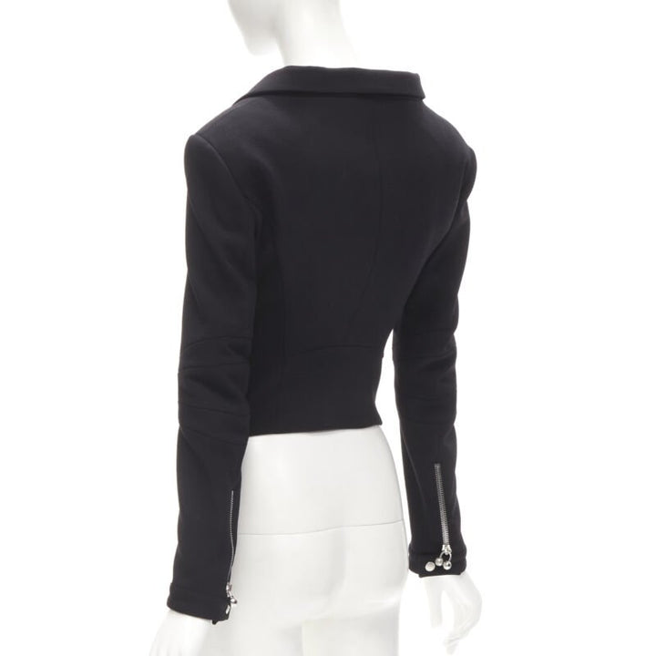 DSQUARED2 silver punk Barbell Piercing zipper black cropped blazer S