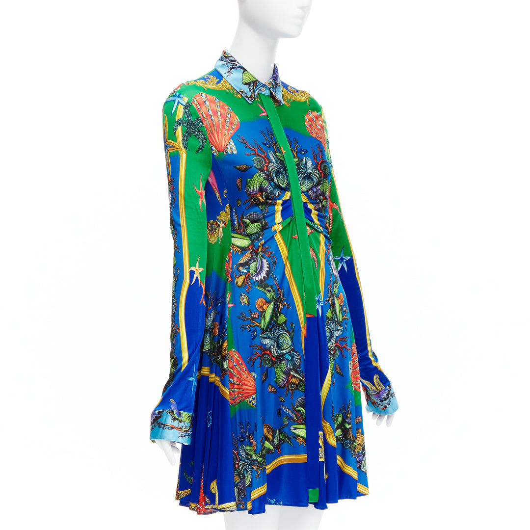 VERSACE 2021 Tresor De La Mer green blue starfish print casual dress IT44 L