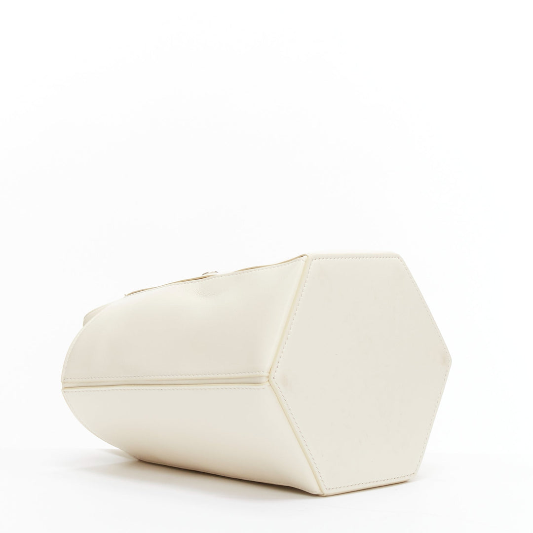 OFF WHITE Virgil Abloh Allen binder clip cream leather drawstring tote bag