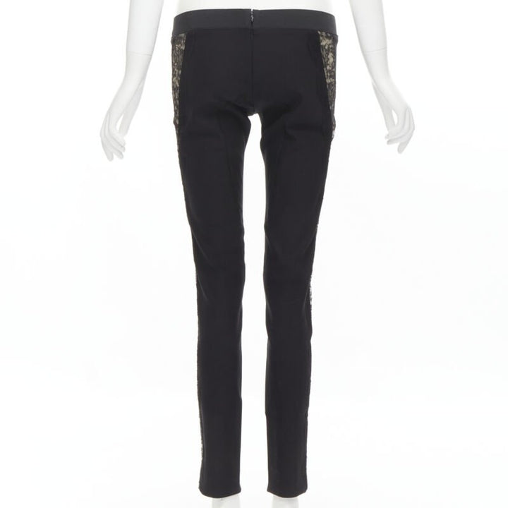 STELLA MCCARTNEY black contour seam sheer lace side stretch legging pants IT38 S