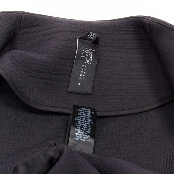 ZERO MARIA CORNEJO black wool scuba cutout collar jacket US2 S
