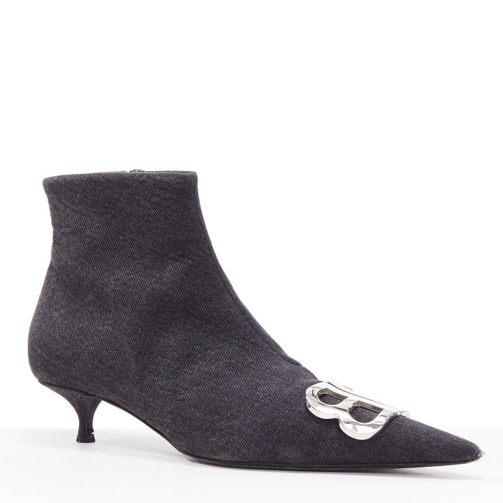 BALENCIAGA Demna BB Knife grey denim booties EU38.5