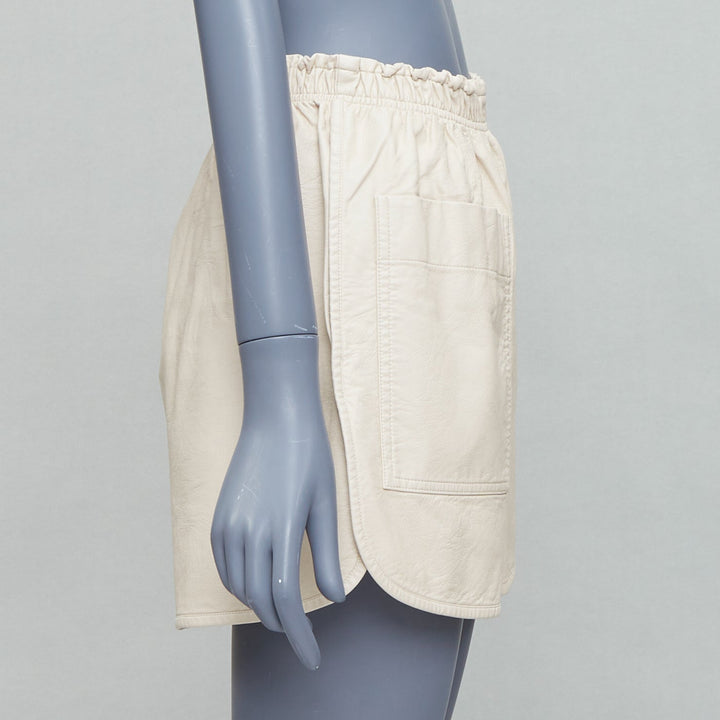 STELLA MCCARTNEY Skin Free Skin beige faux leather pocketed shorts  IT38 XS