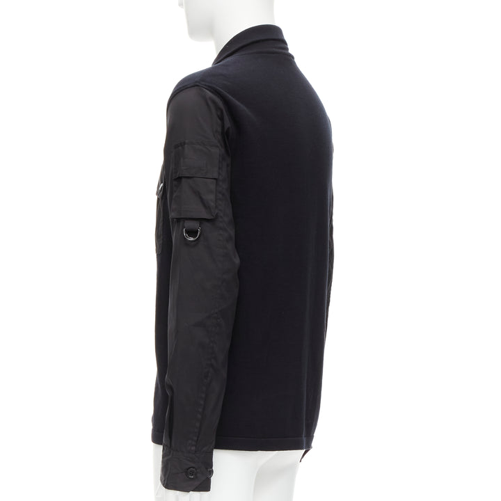 PRADA LINEA ROSSA black cotton utility pocket zip up  jacket IT50 L