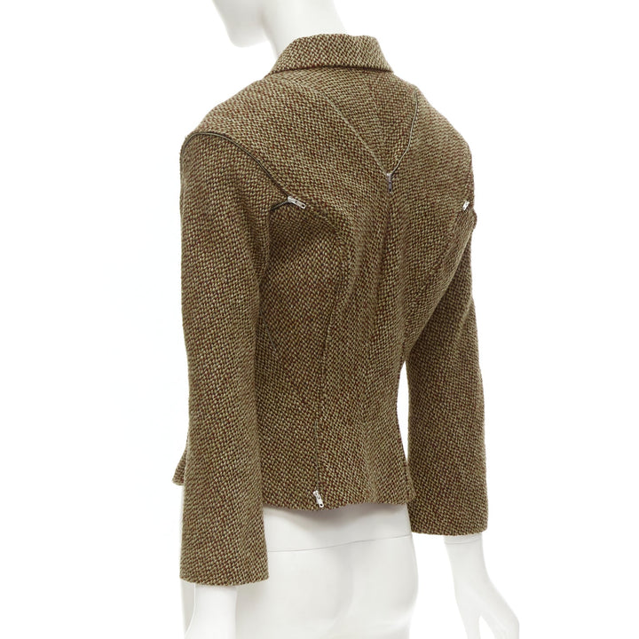 rare JUNYA WATANABE 1999 Runway brown tweed herringbone transformable jacket M