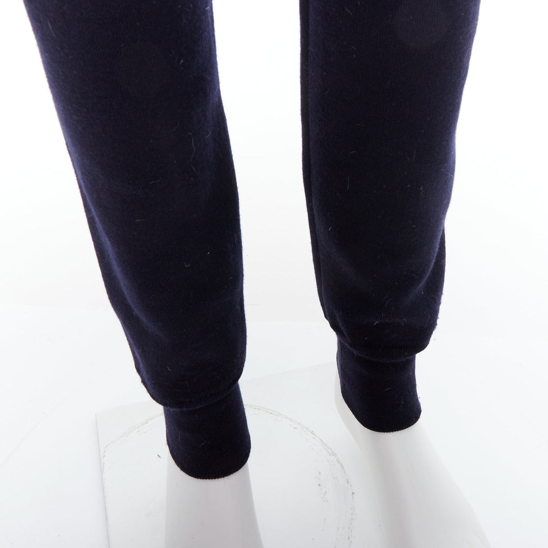 LANVIN navy soft waffle knit drawstring mid waist tapered jogger pants S