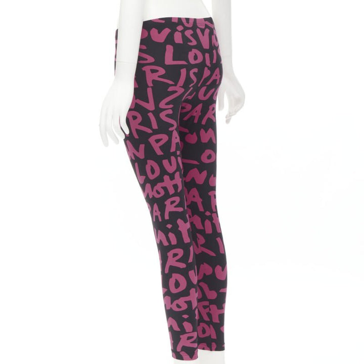 rare LOUIS VUITTON Stephen Sprouse Iconic Graffiti black neon pink legging XS