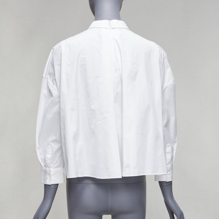 VIKTOR & ROLF white cotton criss cross pleated collared boxy flare shirt IT40 S