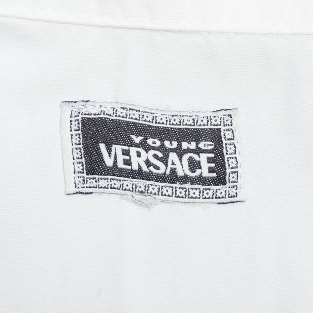 VERSACE YOUNG Vintage white silver medusa logo button jacket