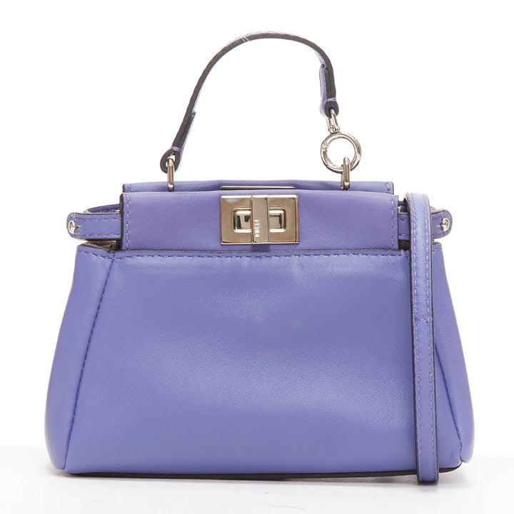 FENDI Micro Peekaboo purple leather turnlock mini crossbody satchel bag