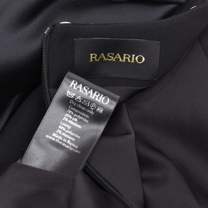 RASARIO black crystal embellished neckline puff balloon sleeves dress FR36 S