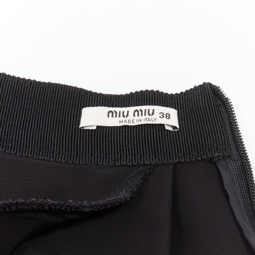 MIU MIU black asymmetric draped high waisted mini tulip skirt IT38 XS