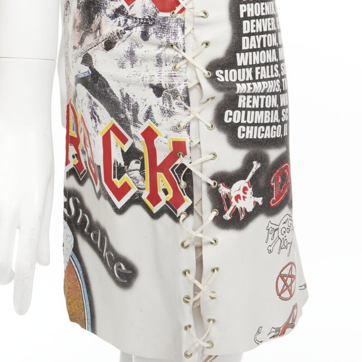 rare D&G DOLCE GABBANA 2001 Acid Rock rock lace up leather skirt IT38 XS