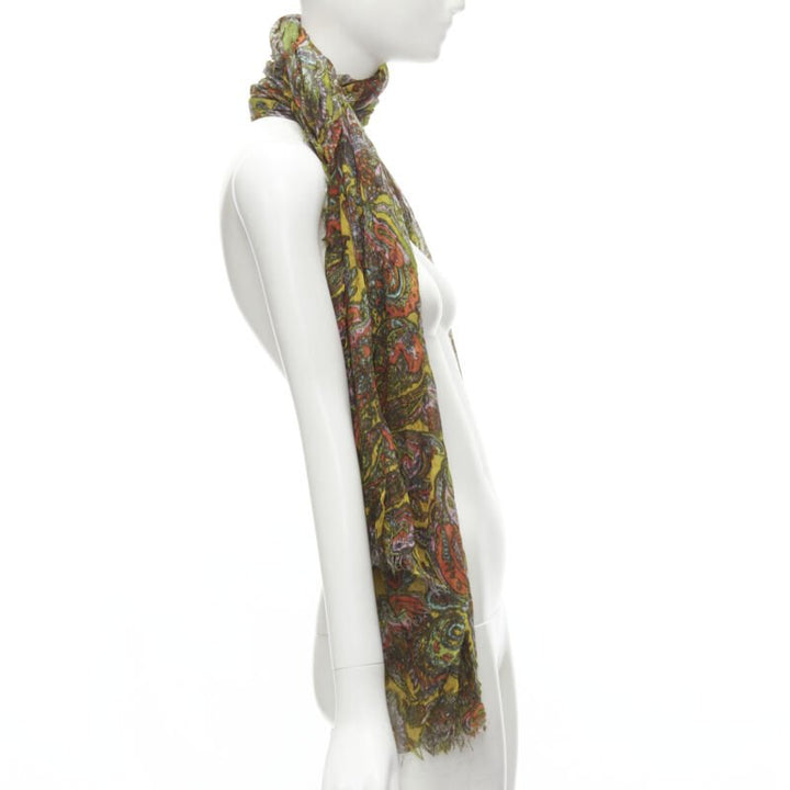 LOUIS VUITTON 2009 70% cashmere 30% silk yellow paisley scarf