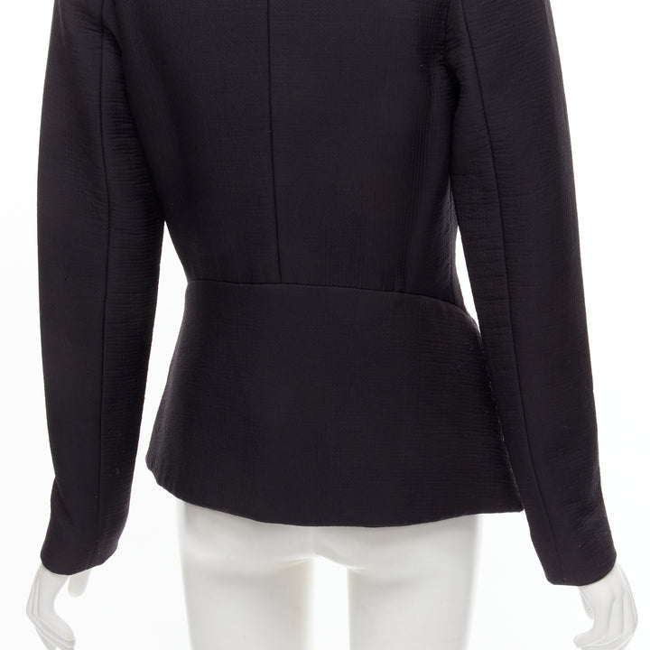 ZERO MARIA CORNEJO black wool scuba cutout collar jacket US2 S