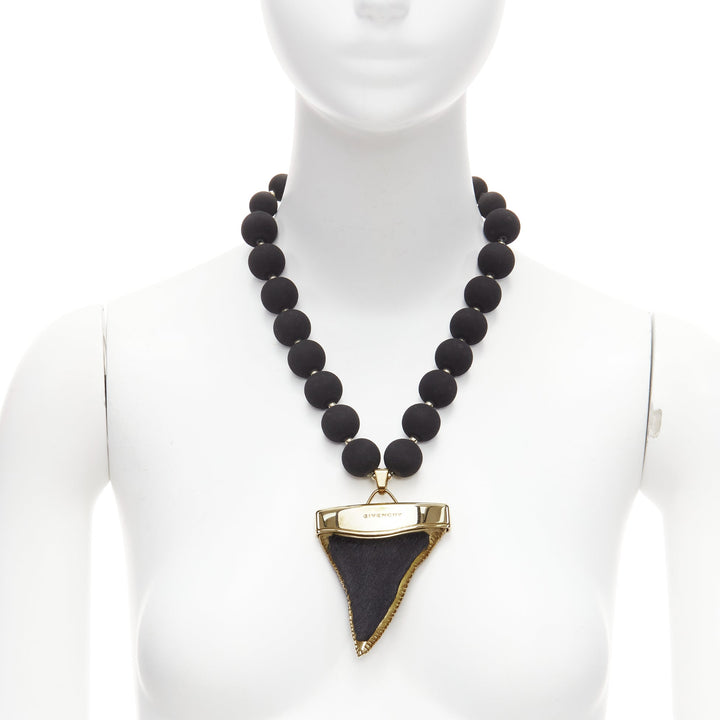 rare GIVENCHY Riccardo Tisci black pony hair shark tooth velvet ball necklace