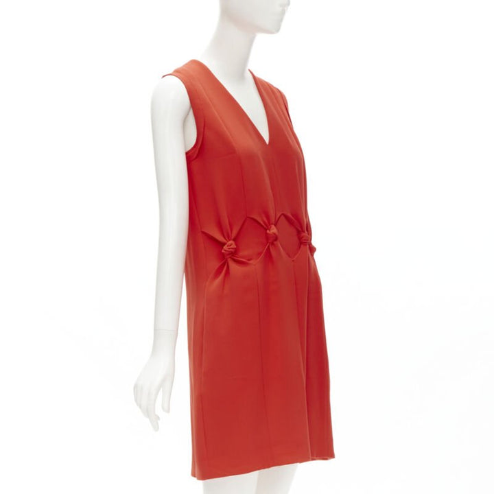VVB VICTORIA BECKHAM red polyester crepe knot detail cocktail dress UK8 S