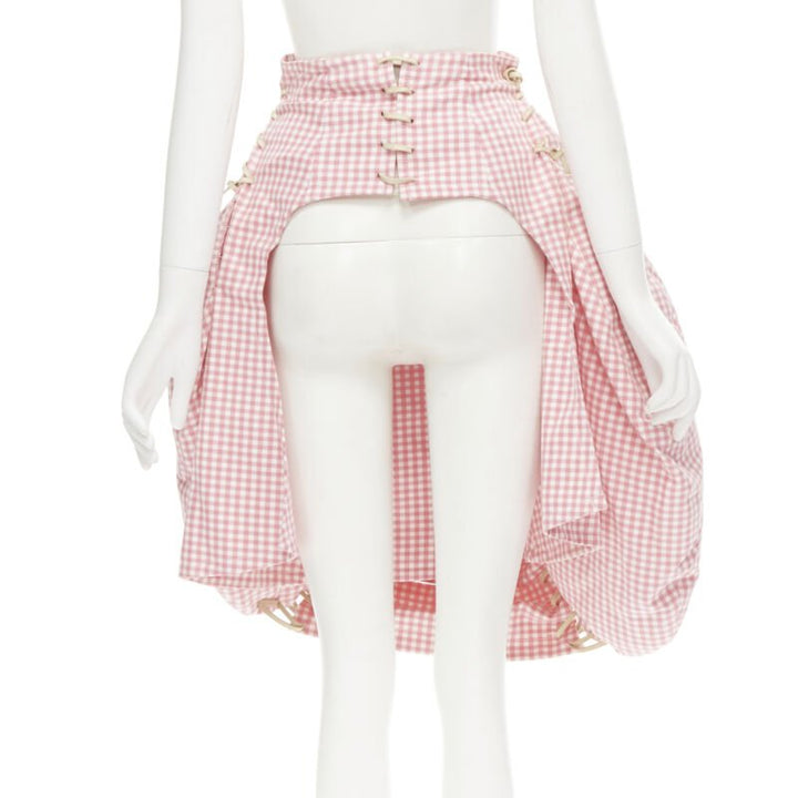 rare COMME DES GARCONS Vintage 2004 Runway pink checked  Punk balloon skirt