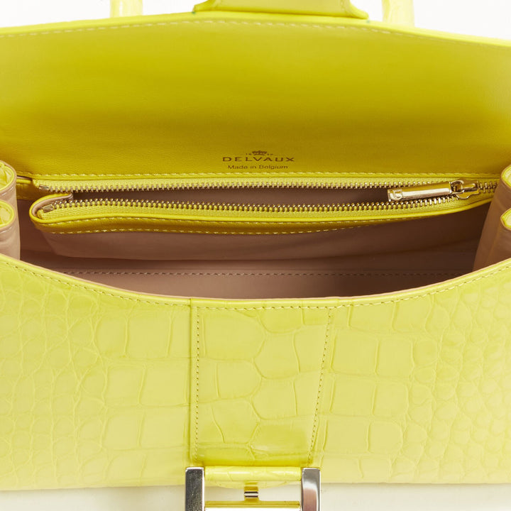 rare DELVAUX Brilliant PM Sunshine Citron yellow scaled leather crossbody bag