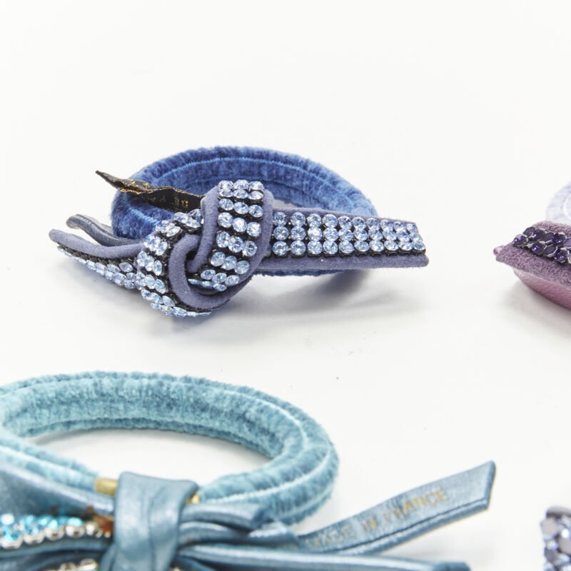 ALEXANDRE DE PARIS Alexander Zouari LOT OF 4 crystal bow hair tie purple blue