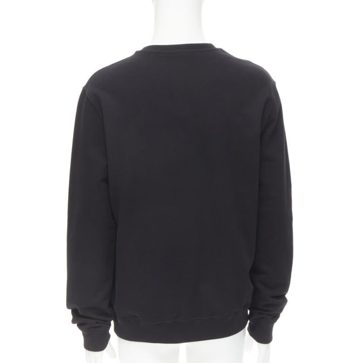 VERSACE black gold Barocco Hibiscus Medusa cotton crew sweater S