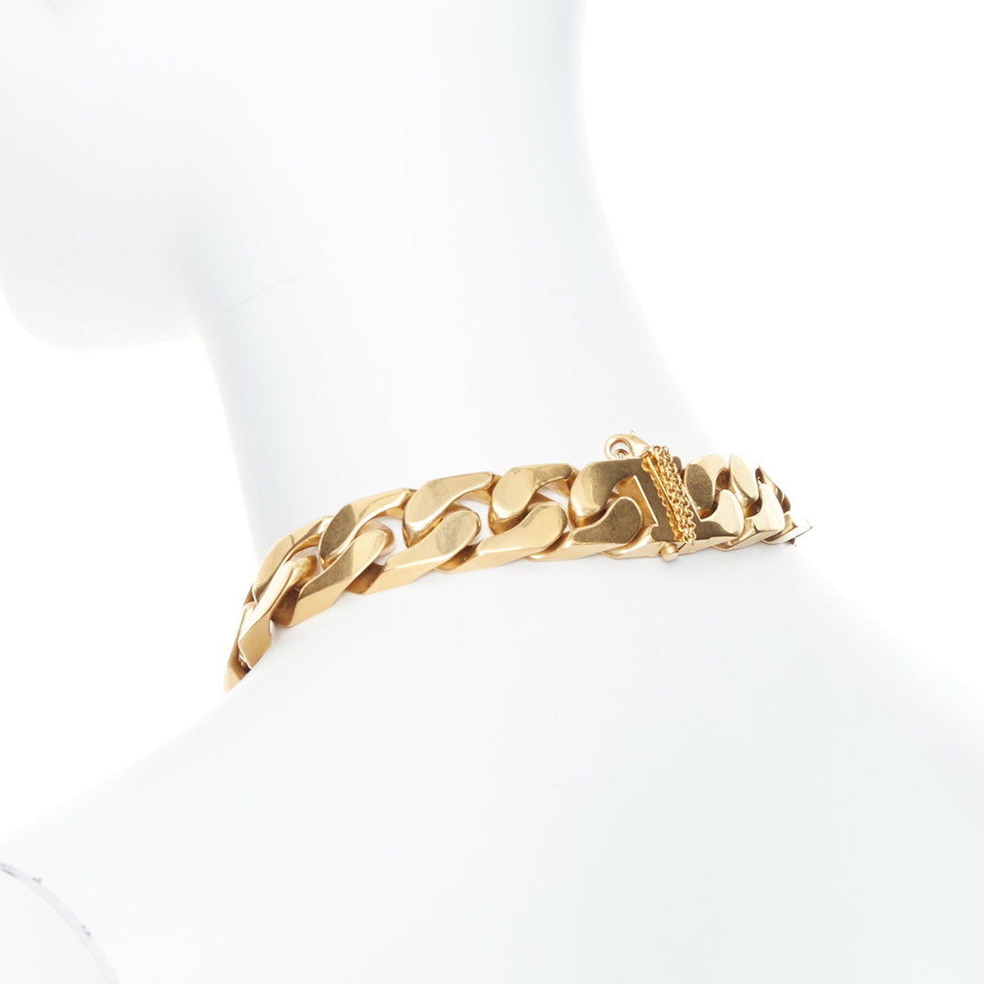 rare OLD CELINE Phoebe Philo gold tone ID plate chunky choker necklace