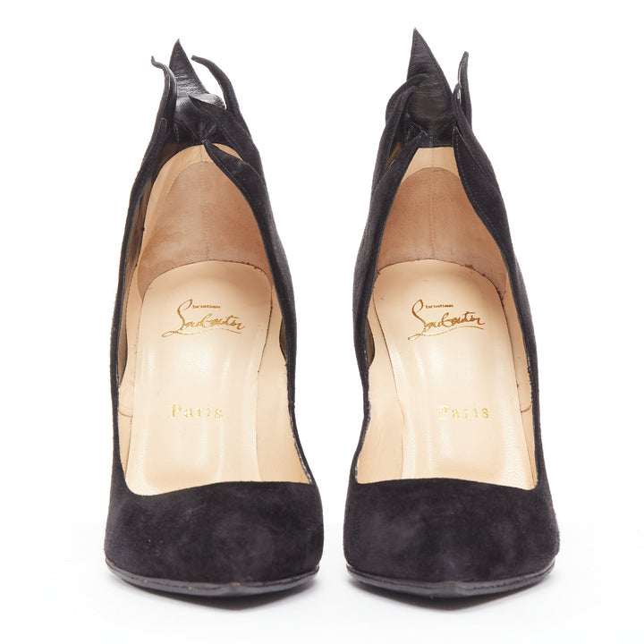CHRISTIAN LOUBOUTIN Victorina Flame black suede stiletto pigalle pump EU37