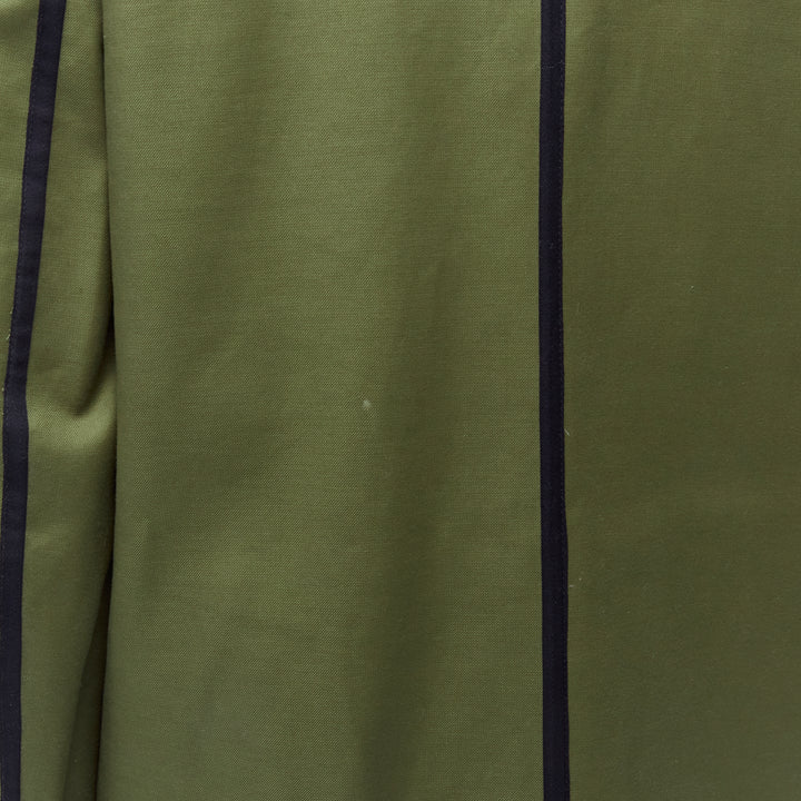 VALENTINO Reversible green navy cotton poplin oversized collar mid coat EU48 M