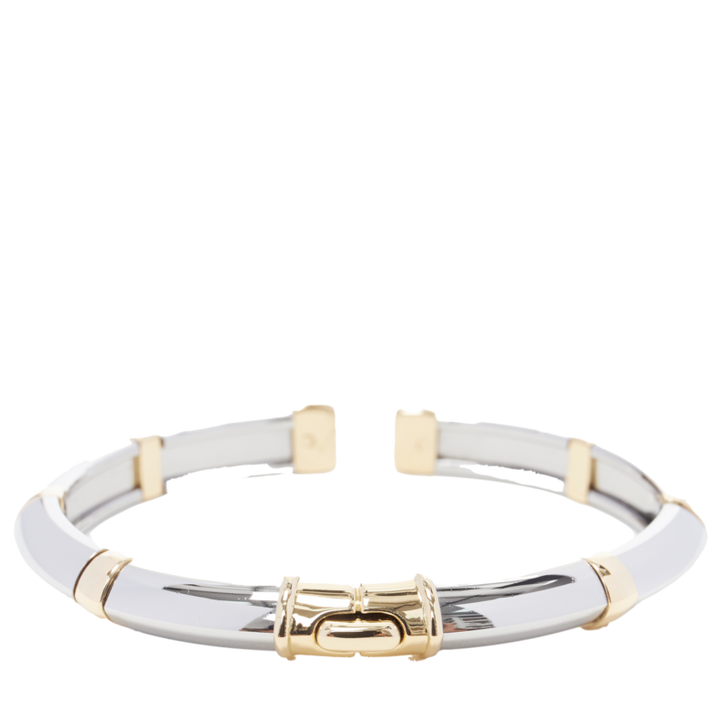vintage BVLGARI JEWELLERY 18k white yellow gold hinged bangle cuff bracelet