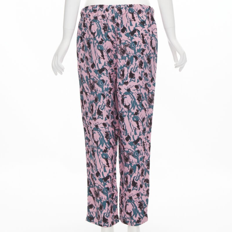 MARNI 100% viscose pink blue abstract print straight leg pants IT42 S
