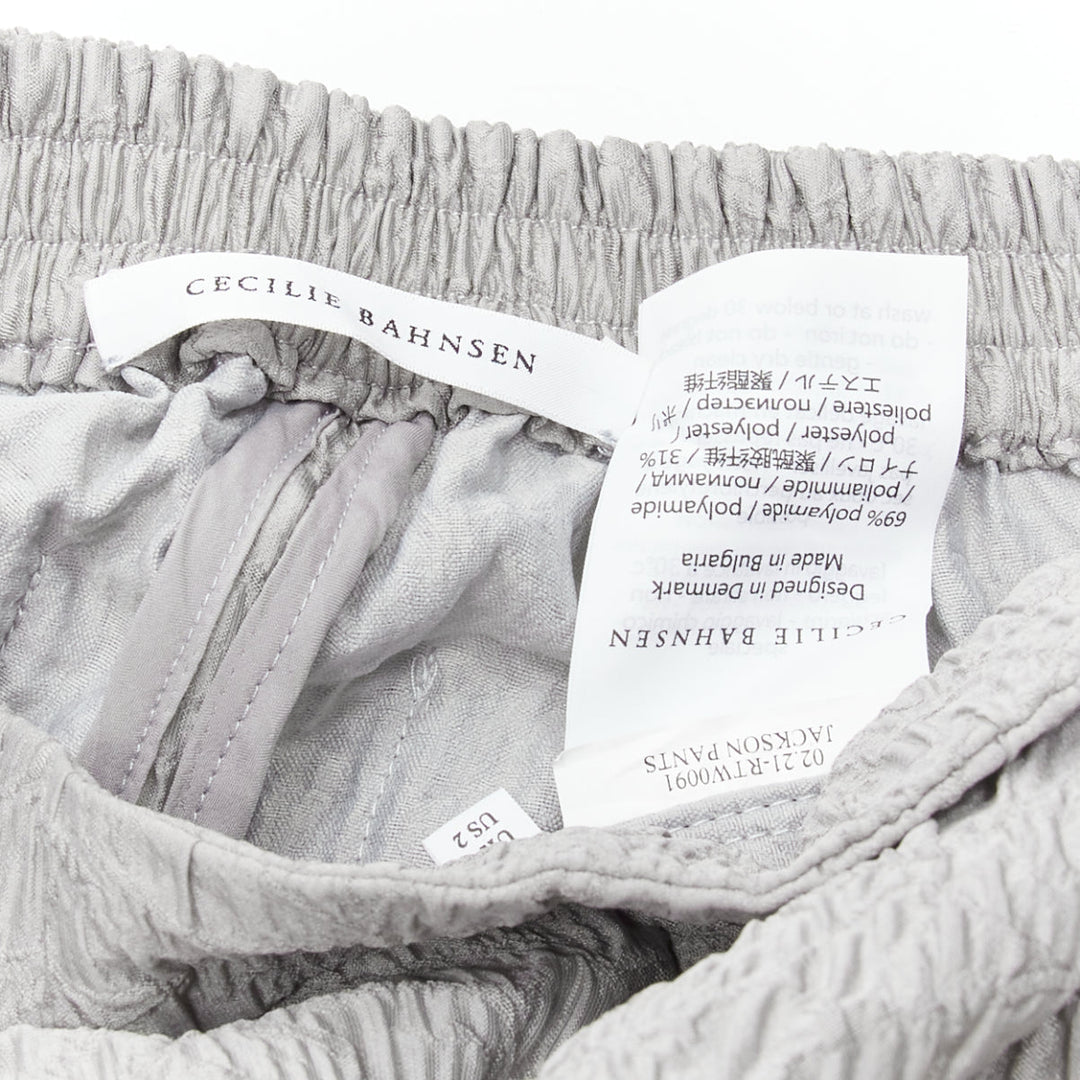 CECILIE BAHNSEN Jackson grey matelasse cloque cargo track pants UK6 XS